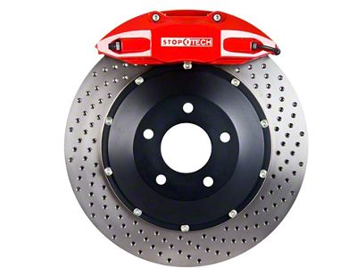 StopTech ST-41 Performance Drilled 2-Piece Rear Big Brake Kit; Red Calipers (10-15 Camaro LS, LT)