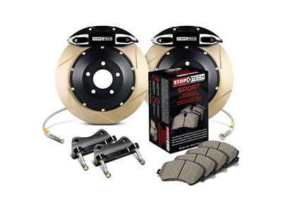 StopTech ST-41 Performance Slotted Coated 2-Piece Rear Big Brake Kit; Black Calipers (10-15 Camaro SS, ZL1)