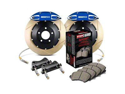 StopTech ST-41 Performance Slotted Coated 2-Piece Rear Big Brake Kit; Blue Calipers (10-15 Camaro SS, ZL1)