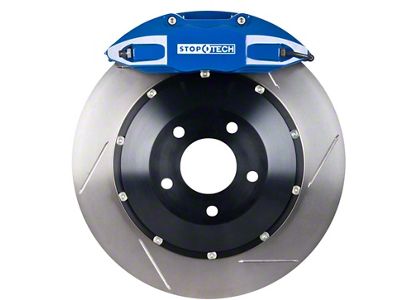 StopTech ST-41 Performance Slotted 2-Piece Rear Big Brake Kit; Blue Calipers (10-15 Camaro LS, LT)
