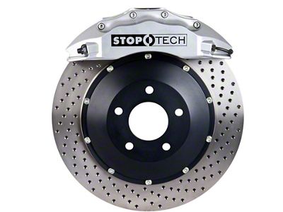 StopTech ST-60 Aero Drilled 2-Piece Front Big Brake Kit; Silver Calipers (10-15 Camaro LS, LT)