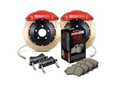 StopTech ST-60 Aero Slotted Coated 2-Piece Front Big Brake Kit; Red Calipers (10-15 Camaro LS, LT)