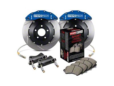 StopTech ST-60 Aero Slotted 2-Piece Front Big Brake Kit; Blue Calipers (10-15 Camaro LS, LT)