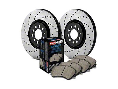 StopTech Street Axle Drilled Brake Rotor and Pad Kit; Front (95-97 Camaro)