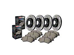 StopTech Street Axle Drilled Brake Rotor and Pad Kit; Front and Rear (98-02 Camaro)