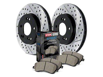 StopTech Street Axle Drilled and Slotted Brake Rotor and Pad Kit; Front (95-97 Camaro)