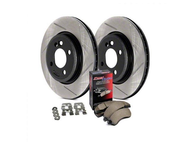 StopTech Street Axle Slotted Brake Rotor and Pad Kit; Rear (16-24 Camaro SS)