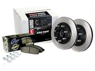 StopTech Truck Axle Slotted Brake Rotor and Pad Kit; Front (10-15 Camaro LS, LT)