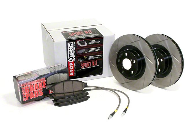 StopTech Sport Axle Slotted Brake Rotor and Pad Kit; Front and Rear (08-15 6.1L HEMI, 6.4L HEMI Challenger)