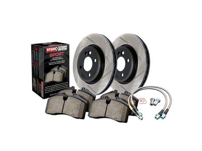 StopTech Sport Axle Slotted Brake Rotor and Pad Kit; Rear (09-10 Challenger R/T w/ Vented Rear Rotors)