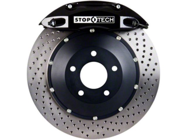 StopTech ST-40 Performance Drilled 2-Piece Front Big Brake Kit; Black Calipers (2009 Challenger R/T)