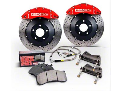 StopTech ST-40 Performance Drilled 2-Piece Front Big Brake Kit; Blue Calipers (2009 Challenger R/T)