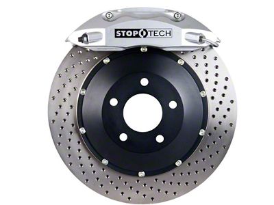 StopTech ST-40 Performance Drilled 2-Piece Front Big Brake Kit; Silver Calipers (2009 Challenger R/T)