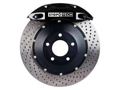 StopTech ST-40 Performance Drilled 2-Piece Rear Big Brake Kit; Black Calipers (08-15 6.1L HEMI, 6.4L HEMI Challenger)