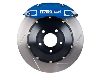 StopTech ST-40 Performance Slotted 2-Piece Front Big Brake Kit; Blue Calipers (2009 Challenger R/T)