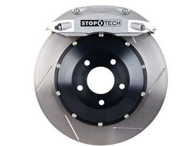 StopTech ST-40 Performance Slotted 2-Piece Front Big Brake Kit; Silver Calipers (2009 Challenger R/T)