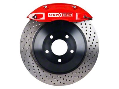 StopTech ST-40 Touring Drilled 1-Piece Rear Big Brake Kit; Red Calipers (08-15 6.1L HEMI, 6.4L HEMI Challenger)