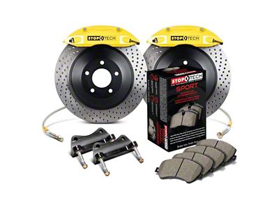 StopTech ST-40 Touring Drilled 1-Piece Rear Big Brake Kit; Yellow Calipers (09-15 3.6L, 5.7L HEMI Challenger)