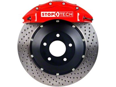 StopTech ST-60 Performance Drilled 2-Piece Front Big Brake Kit; Red Calipers (08-15 6.1L HEMI, 6.4L HEMI Challenger)