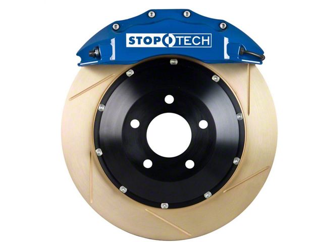 StopTech ST-60 Performance Slotted Coated 2-Piece Front Big Brake Kit; Blue Calipers (08-15 6.1L HEMI, 6.4L HEMI Challenger)