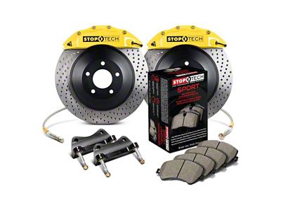 StopTech ST-60 Touring Drilled 1-Piece Front Big Brake Kit; Yellow Calipers (08-15 6.1L HEMI, 6.4L HEMI Challenger)