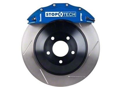 StopTech ST-60 Touring Slotted 1-Piece Front Big Brake Kit; Blue Calipers (08-15 6.1L HEMI, 6.4L HEMI Challenger)