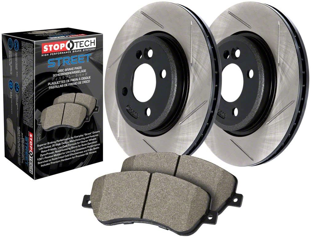 StopTech Challenger Street Axle Slotted Brake Rotor and Pad Kit; Front