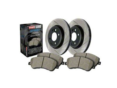 StopTech Street Axle Slotted Brake Rotor and Pad Kit; Rear (08-23 6.1L HEMI, 6.2L HEMI, 6.4L HEMI Challenger)