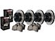 StopTech Truck Axle Slotted Brake Rotor and Pad Kit; Front and Rear (09-11 Challenger R/T w/ Vented Rear Rotors; 12-16 Challenger w/ Performance Brakes; 17-23 Challenger w/ Dual Piston Front Calipers)