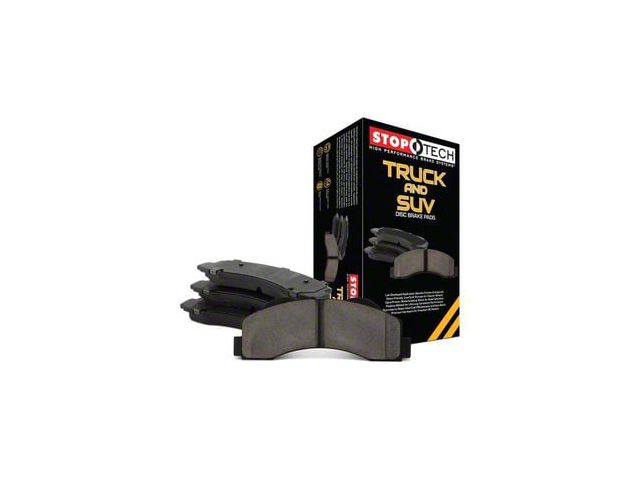 StopTech Truck and SUV Semi-Metallic Brake Pads; Front Pair (09-11 Challenger R/T w/ Vented Rear Rotors; 12-16 Challenger w/ Performance Brakes; 17-23 Challenger w/ Dual Piston Front Calipers)