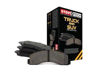 StopTech Truck and SUV Semi-Metallic Brake Pads; Front Pair (09-11 Challenger R/T w/ Vented Rear Rotors; 12-16 Challenger w/ Performance Brakes; 17-23 Challenger w/ Dual Piston Front Calipers)