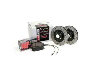 StopTech Sport Axle Drilled Brake Rotor and Pad Kit; Front and Rear (14-16 V6 AWD Charger)
