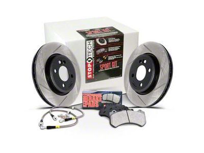 StopTech Sport Axle Slotted Brake Rotor and Pad Kit; Front and Rear (07-15 Charger R/T w/ Vented Rear Rotors)