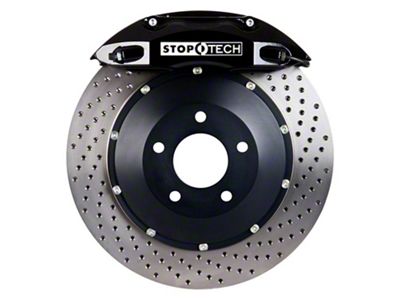 StopTech ST-40 Performance Drilled 2-Piece Rear Big Brake Kit; Black Calipers (06-15 6.1L HEMI, 6.4L HEMI Charger)