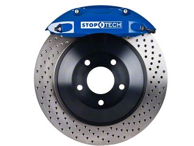 StopTech ST-40 Touring Drilled 1-Piece Rear Big Brake Kit; Blue Calipers (06-10 3.5L, 5.7L HEMI Charger)