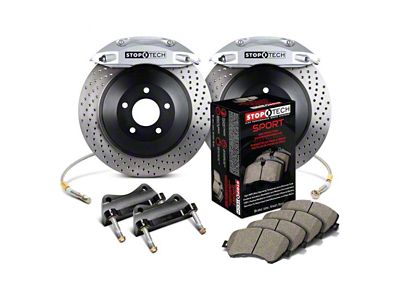StopTech ST-40 Touring Drilled 1-Piece Rear Big Brake Kit; Silver Calipers (06-10 3.5L, 5.7L HEMI Charger)