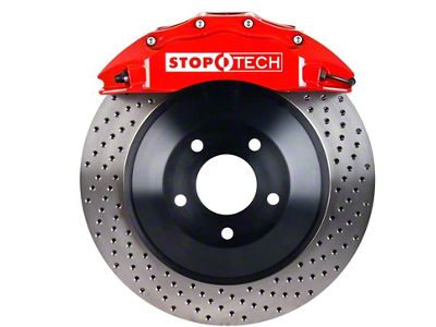 StopTech ST-60 Touring Drilled 1-Piece Front Big Brake Kit; Red Calipers (12-15 Charger w/ 6-Piston Front Calipers)