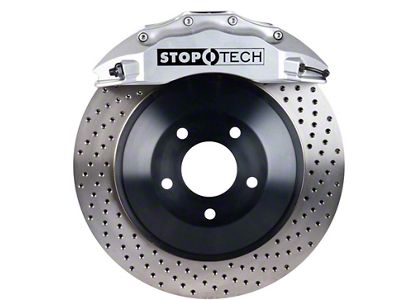 StopTech ST-60 Touring Drilled 1-Piece Front Big Brake Kit; Silver Calipers (12-15 Charger w/ 6-Piston Front Calipers)
