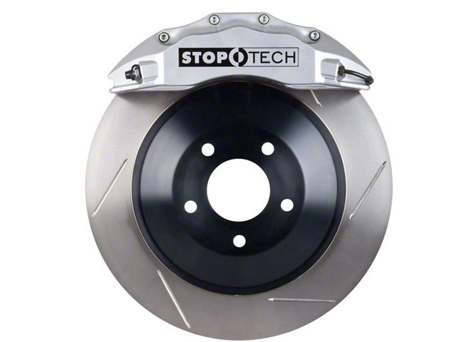 StopTech ST-60 Touring Slotted 1-Piece Front Big Brake Kit; Silver Calipers (12-15 Charger w/ 6-Piston Front Calipers)