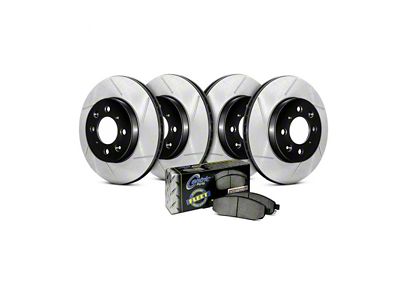 StopTech Truck Axle Slotted Brake Rotor and Pad Kit; Front and Rear (06-16 6.1L HEMI, 6.2L HEMI, 6.4L HEMI Charger)