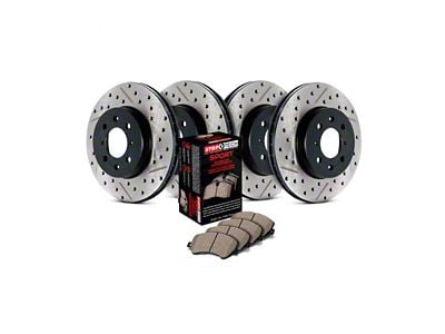 StopTech Sport Axle Slotted and Drilled Brake Rotor and Pad Kit; Front and Rear (97-04 Corvette C5)