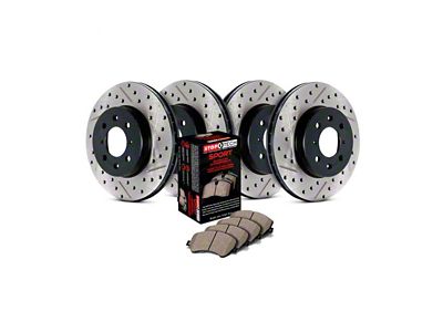 StopTech Sport Axle Slotted and Drilled Brake Rotor and Pad Kit; Front and Rear (06-13 Corvette C6 427, Grand Sport, Z06 w/o Z07 Brake Package)