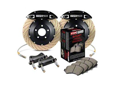 StopTech ST-40 Performance Drilled Coated 2-Piece Rear Big Brake Kit with 355x32mm Rotors; Black Calipers (06-11 Corvette C6)