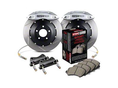 StopTech ST-40 Performance Slotted 2-Piece Rear Big Brake Kit with 355x32mm Rotors; Silver Calipers (97-04 Corvette C5)