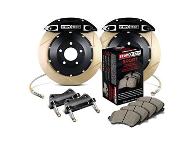 StopTech ST-40 Performance Slotted Coated 2-Piece Rear Big Brake Kit with 355x32mm Rotors; Black Calipers (97-04 Corvette C5)