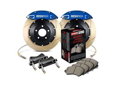 StopTech ST-40 Performance Slotted Coated 2-Piece Rear Big Brake Kit with 355x32mm Rotors; Blue Calipers (97-04 Corvette C5)