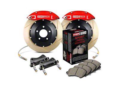 StopTech ST-40 Performance Slotted Coated 2-Piece Rear Big Brake Kit with 355x32mm Rotors; Red Calipers (97-04 Corvette C5)