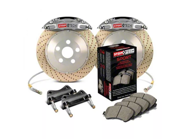 StopTech ST-40 Trophy Sport Drilled Coated 2-Piece Front Big Brake Kit with 355x32mm Rotors; Silver Calipers (97-04 Corvette C5)