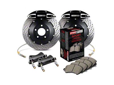 StopTech ST-41 Performance Drilled 2-Piece Rear Big Brake Kit with 355x32mm Rotors; Black Calipers (14-15 Corvette C7 w/ Z51 Brake Package)