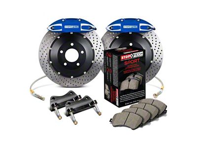 StopTech ST-41 Performance Drilled 2-Piece Rear Big Brake Kit with 355x32mm Rotors; Blue Calipers (14-15 Corvette C7 w/ Z51 Brake Package)